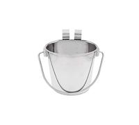 Fuzzy Puppy Pet Products Flat Sided Pail with Dual Hooks, Snugly Fit On Dog, Cat and Critter Crates & Cages, Heavy Duty Stainless Steel, 6 Quart (FSP-6)