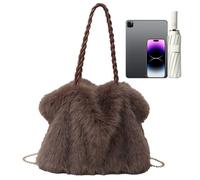 Fuzzy Purse, Plush Adjustable Large Outdoor Pouch, Furry Tote Bag with Detachable Strap, Shoulder Bag for Hiking Outdoor Travel Work, Everyday Carry Accessory, Handbag Tool for Walking Sports Fitness
