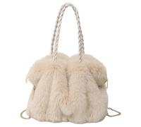 Fuzzy Purses for Women - Plush, Polyester 13.0 × 6.3 × 11.4inch | Large Adjustable Casual Supplies with Detachable Strap, Furry Tote Bag | Hiking Outdoor Travel Work Walking Shopping