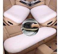 Fuzzy Rabbit Fur Car Seat Cushion, Soft Fluffy Protector Warm Faux Rabbit Fur Non-Slip Front and Back Seat Covers Fuzzy Car Seat Interior Warm for Winter Mat Universal Fit (Off-white, 7)