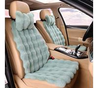Fuzzy Rabbit Fur Car Seat Cushion, Soft Fluffy Protector Warm Faux Rabbit Fur Non-Slip Front and Back Seat Covers Fuzzy Car Seat Interior Warm for Winter Mat Universal Fit (Matcha green, 6)