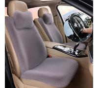 Fuzzy Rabbit Fur Car Seat Cushion, Soft Fluffy Protector Warm Faux Rabbit Fur Non-Slip Front and Back Seat Covers Fuzzy Car Seat Interior Warm for Winter Mat Universal Fit (Light gray, 3)