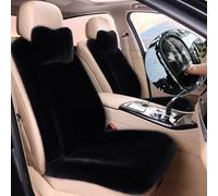 Fuzzy Rabbit Fur Car Seat Cushion, Soft Fluffy Protector Warm Faux Rabbit Fur Non-Slip Front and Back Seat Covers Fuzzy Car Seat Interior Warm for Winter Mat Universal Fit (Black, 6)