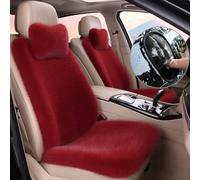 Fuzzy Rabbit Fur Car Seat Cushion, Soft Fluffy Protector Warm Faux Rabbit Fur Non-Slip Front and Back Seat Covers Fuzzy Car Seat Interior Warm for Winter Mat Universal Fit (Wine red, 4)