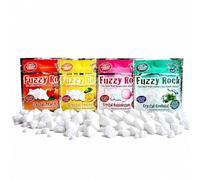 Fuzzy Rock Crystal Mints - 4 Flavours- Peach, Lemon, Coolmint & Bubblegum, Natural Xylitol Crystal Mints, Sugar Free Breath Freshener for Fresh Breath, Clean Teeth & Gum Health, Pack of 4x35g