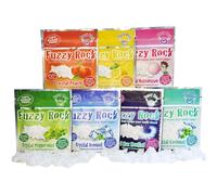 Fuzzy Rock Crystal Mints | 7 Flavours- Peach, Coolmint, Icemint, Max Menthol, Peppermint, Lemon, Bubblegum | Sugar Free Breath Freshener for Fresh Breath, Clean Teeth & Gum Health (Pack of 7)