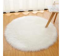Fuzzy, Round Room Décor: Modern Shaggy Rugs For The Bedroom(White,60cm)
