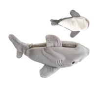 Fuzzy Shark Pencil - Cartoon Animal Pouch, Large Capacity School Caddy | Student Supply Organizer Carrier Multiuse Academic for Teen College Classroom Desk Backpack Eraser Ruler Scissors Binder