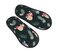Fuzzy Slippers Baby Sloths Sleeping On The Christmas Ball Fluffy Slippers Plush Non Slip Slipper For Travel Indoor Women L