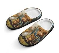 Fuzzy Slippers Highland Cow Home Slippers For Outdoor | House Slipper Washable Non Slip Fluffy Slippers For Pools Winter Mens