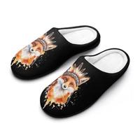 Fuzzy Slippers Indians Red Fox1 Watercolor Slipper L