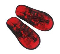 Fuzzy Slippers Red Ink Splash Background Print Fluffy Slippers Comfy Warm Slipper For Party Hotel Spa L