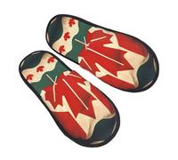 Fuzzy Slippers Retro Canada Flag Printing Fluffy Slippers Plush Flat Slides For Women Indoor Bedroom M
