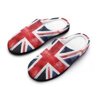 Fuzzy Slippers Union Jack British Uk Flag Watercolor Slipper | Indoor Slippers Non Slip Fuzzy Slippers Portable For Travel Casual Indoor