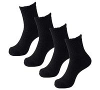 Fuzzy Socks 2 Pairs Cozy Slipper Socks Casual Socks For Men Winter Warm Soft Cabin Stocking Comfy Sleep Socks Men Socks 9 (Black, One Size)