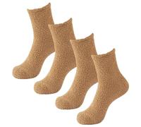 Fuzzy Socks 2 Pairs Cozy Slipper Socks Casual Socks For Men Winter Warm Soft Cabin Stocking Comfy Sleep Socks Men Socks 9 (Khaki, One Size)