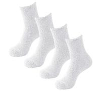 Fuzzy Socks 2 Pairs Cozy Slipper Socks Casual Socks For Men Winter Warm Soft Cabin Stocking Comfy Sleep Socks Training Socks Women (White, One Size)