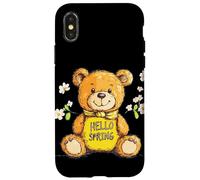 Fuzzy Teddy Bear Embracing the Fresh Spring Air Case for iPhone X/XS