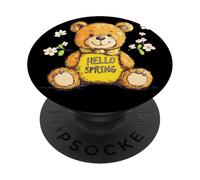 Fuzzy Teddy Bear Embracing the Fresh Spring Air PopSockets Adhesive PopGrip