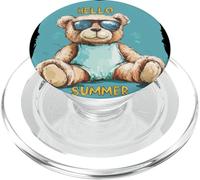 Fuzzy Teddy Bear Enjoying the Sunny Summer PopSockets PopGrip for MagSafe