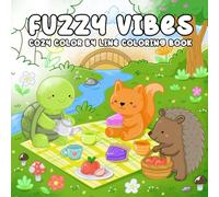 Fuzzy Vibes, Cozy Animals Color By Line Coloring Book For Adults & Teens: Full Colors Printed Comfy Vibe Illustrations Featuring Cute Animals In Chill Moments.