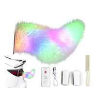 Fuzzy Wagging Tail for Car - Rechargeable Remote Control LED Lights Ornament - Car Wagging Cat Tail,for Auto, RV, SUV, Truck, Motorcycle, Vehicles, Rear, Home, Holiday, Party, Trip, Commuting