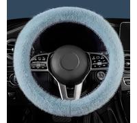 Fuzzy Winter Steering Wheel Covers for Women, Warm Cute Fluffy Car Wheel Cover for Sedan SUV, Super Soft Furry Girly Auto Plush Car Handle Cover for Cold Weather, Blue, 14-15inch, Standard Size
