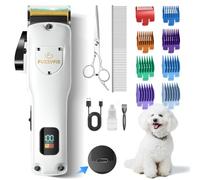 FuzzyFix Dog Clippers for Grooming for Thick Heavy Coats, Professional Pet Grooming Clippers Supplies Kit Low Noise Rechargeable Stainless Steel Hair Trimmer with Ceramic Blade for Dogs Cats Animals