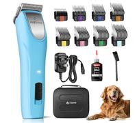 FuzzyFix Dog Clippers Professional for Thick Hair, Low Noise Clippers Cordless Ergonomic Design with 2-Speed,Dog Grooming Kit for Cockapoos Labradoodles Poodles & Cavapoos with Metal Comb Guides