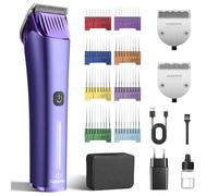 FuzzyFix Dog Grooming Clipper with Replacement Blade, 5-in-1 Adjustable Blade Cordless Pet Grooming Kit 2 Speed Rechargeable Trimmer Hair Shaver with Detachable Metal Combs Nova for Animal Horse