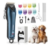 FuzzyFix Dog Grooming Clippers for Thick Heavy Hair,Dog Grooming Kit Low Noise Type-C Rechargeable with Detachable Blade,Cordless Dog Trimmer for Poodles,Blue