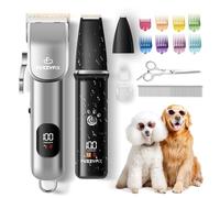 FuzzyFix Dog Grooming Kit 3 in 1,Dog Clippers Professional for Thick Hair with Cordless,Pet Grooming Kit with Waterproof Paw Trimmer,for Full-Body,Black