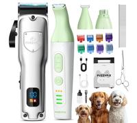 FuzzyFix Dog Grooming Kit 4 in 1,Dog Clippers Professional for Thick Hair with Low Noise Rechargeable,Pet Grooming Kit Cordless Desgin with Storage Box