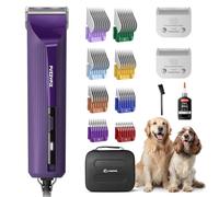 FuzzyFix Professional Dog Grooming Clippers Corded,2-Speed 10ft Cord, Runs Cool & Quiet, Anti-Slip Shatter-Proof Housing for All Coat Types,with Detachable Blade and Metal Comb Guides