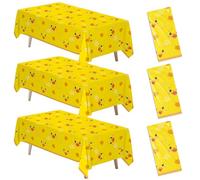 FVABO Rubber Duck Tablecloth Decorations, 3Pcs Disposable Yellow Duck Party Table Cover Supplies, Cute Table Cloth for Birthday, Baby Shower, Toddler, or Bathtub Party, 55in x 86in