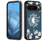 FVAENDHIO Case for Google Pixel 10/10 Pro & Google Pixel 9/9 Pro, She Believed She Could So She Did Inspirational Quote Heavy Duty 3 in 1 Hybrid Shockproof Drop Full-Body Protective Cover
