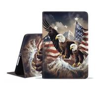 FVAENDHIO Case for Samsung Galaxy Tab A11 Plus/ A11+ 11" 2025 / A9+/ A9 Plus 2023, Protective Leather Case, Adjustable Stand Auto Wake/Sleep Smart Cover, Patriotic American Flag Bald Eagle