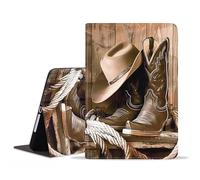 FVAENDHIO Case for Samsung Galaxy Tab A11 Plus/ A11+ 11" 2025 / A9+/ A9 Plus 2023, Protective Leather Case, Adjustable Stand Auto Wake/Sleep Smart Cover, Western Cowboy Equipment Boots and Hat