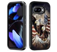 FVAENDHIO for Google Pixel 10a Case, Heavy Duty 3 in 1 Hybrid Military Grade Shockproof Drop Full-Body Protective Cover for Google Pixel 10a (2026), Patriotic American Flag Bald Eagle