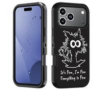 FVAENDHIO for Phone 15 Pro Max Case, Heavy Duty 3 in 1 Hybrid Military Grade Shockproof Drop Full-Body Protective Cover for Phone 15 Pro Max 6.9", Funny Cat - It's Fine I'm Fine Everything is Fine
