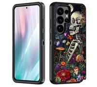 FVAENDHIO for Samsung Galaxy S26 Ultra Case, Heavy Duty 3 in 1 Hybrid Military Grade Shockproof Drop Full-Body Protective Cover for Samsung Galaxy S26 Ultra 5G 6.9" 2026, Skull Flowers Under Moon