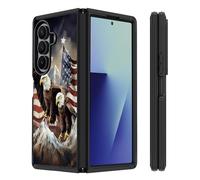 FVAENDHIO for Samsung Galaxy Z Fold 7 Case, Heavy Duty Dual Layer Hybrid Shockproof Drop Folding Protective Phone Cover for Samsung Galaxy Z Fold 7 5G 2025, Patriotic American Flag Bald Eagle