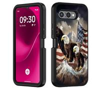 FVAENDHIO for T-Mobile Revvl 8 Case, Heavy Duty 3 in 1 Hybrid Military Grade Shockproof Drop Full-Body Protective Phone Cover for T-Mobile Revvl 8 5G, Patriotic American Flag Bald Eagle