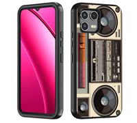 FVAENDHIO for T-Mobile Revvl 8 Pro Case, Heavy Duty 3 in 1 Hybrid Military Grade Shockproof Drop Full-Body Protective Phone Cover for T-Mobile Revvl 8 Pro 5G - Retro Radio