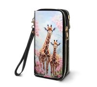 FVAENDHIO Women's Large Capacity Wallet PU Leather Double Zipper Clutch Purse Multifunctional Wallet with Removable Wristlet Strap for Smart Phone/Coin/Card/Cash, Bible Verse John 14:6, Giraffe, Two