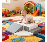 FVBADE Indoor Crawl and Climb Foam Play Set, 5-Piece Colourful Foam Climbing Blocks for Toddlers 1-3, Climb and Crawl Activity Playset, Soft Play Equipment Crawling and Sliding(Gery)