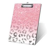 FVBAO Modern Girly Pink Glitter Decorative Clipboard,Pretty Leopard Animals Print Clipboard for Nurses, Students, Classroom, Office 8.5" x 12.5",Pink Leopard