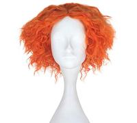 FVCENT Curly Orange Short Mad Hatter Wig for Carnival, Halloween, Cosplay