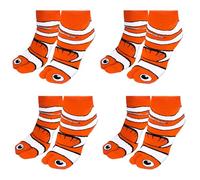 Fvcisshhu 4 Pairs Novelty Funny Socks,Chicken Leg,Fish,Christmas Red White Striped Sock for Holiday,White Elephant Gift, Ankle-clownfish, 7