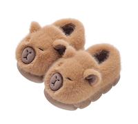 FVCTGHZ Capybara Slippers Cute Plush Warm Fuzzy Slip-on Slides Swollen Wide Indoor Non-Slip Shoes Daily Use(Khaki,10.5-11.5)